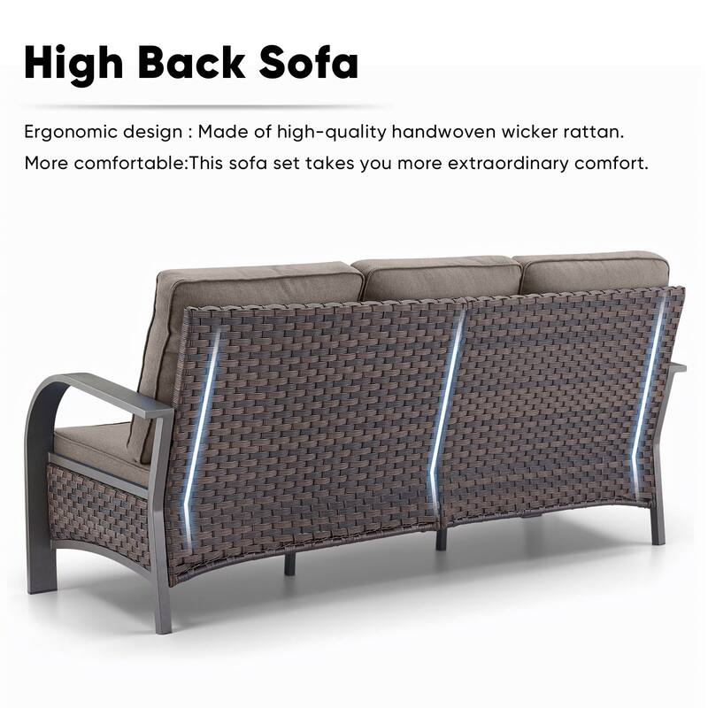 Outdoor PE Wicker Sofa Swivel Chairs and Ottomans