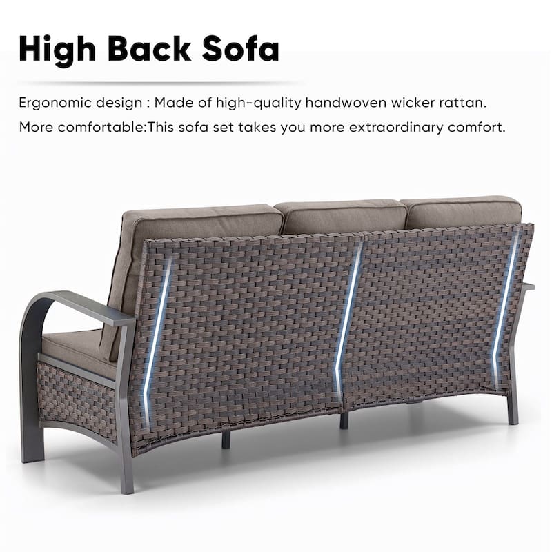 Pocassy Outdoor Sofa Ottomans Patio Furniture