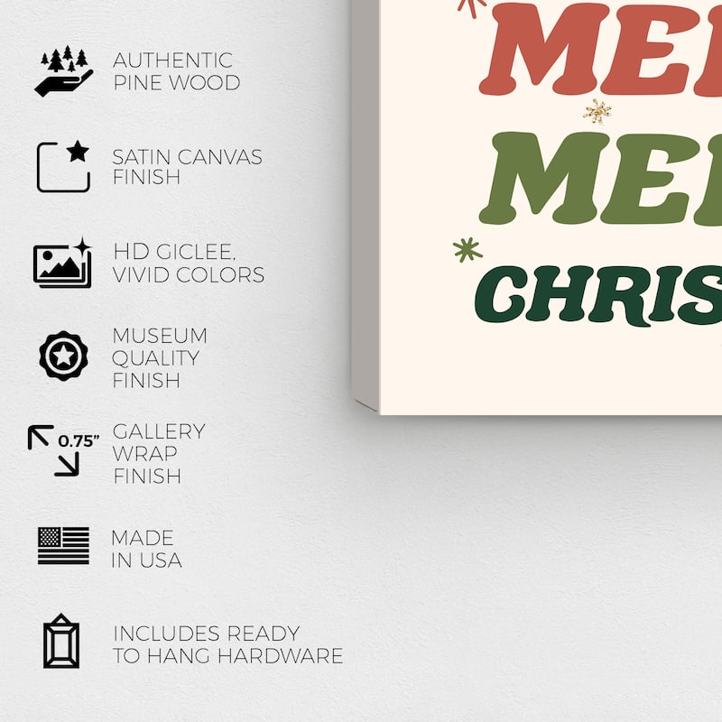 Wynwood Studio Canvas Holiday and Seasonal Merry Merry Glitter Star Green Modern & Contemporary Wall Art Canvas Print