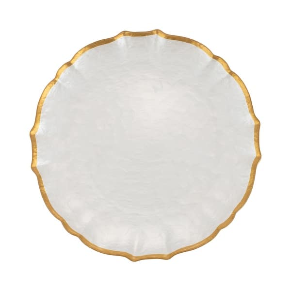 slide 1 of 1, viva by VIETRI Baroque Glass White Dinner Plate