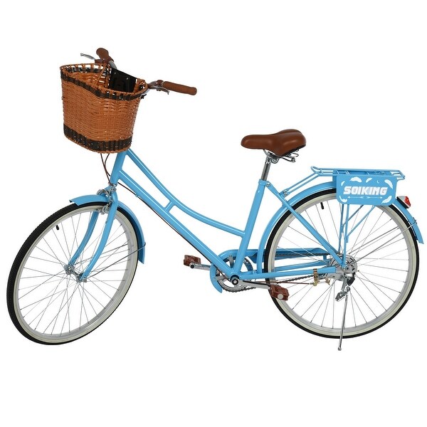Ladies blue cheap bike with basket