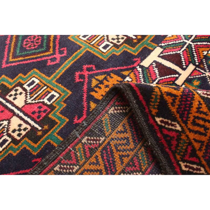 ECARPETGALLERY Hand-knotted Teimani Dark Navy Wool Rug - 2'11 x 4'8