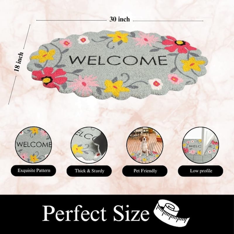 A1HC Natural Coco Coir Door Mat with Heavy Duty Non-Slip PVC Backing 18" x 30"