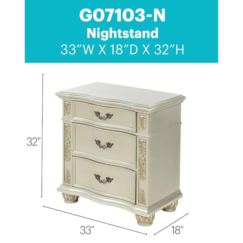 Lyon 3-Drawer 33 in. W Nightstand