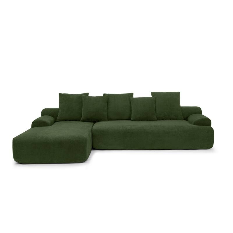 Roomfitters Modern Upholstered L-Shape Sectional Sofa, Modular Compressed Couch for Living Room Bedroom, Melange Velvet