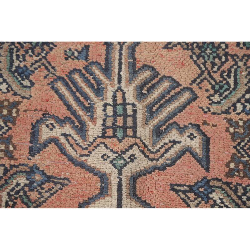 Pink Geometric Hamedan Persian Vintage Area Rug Handmade Wool Carpet - 8'5" x 11'4"