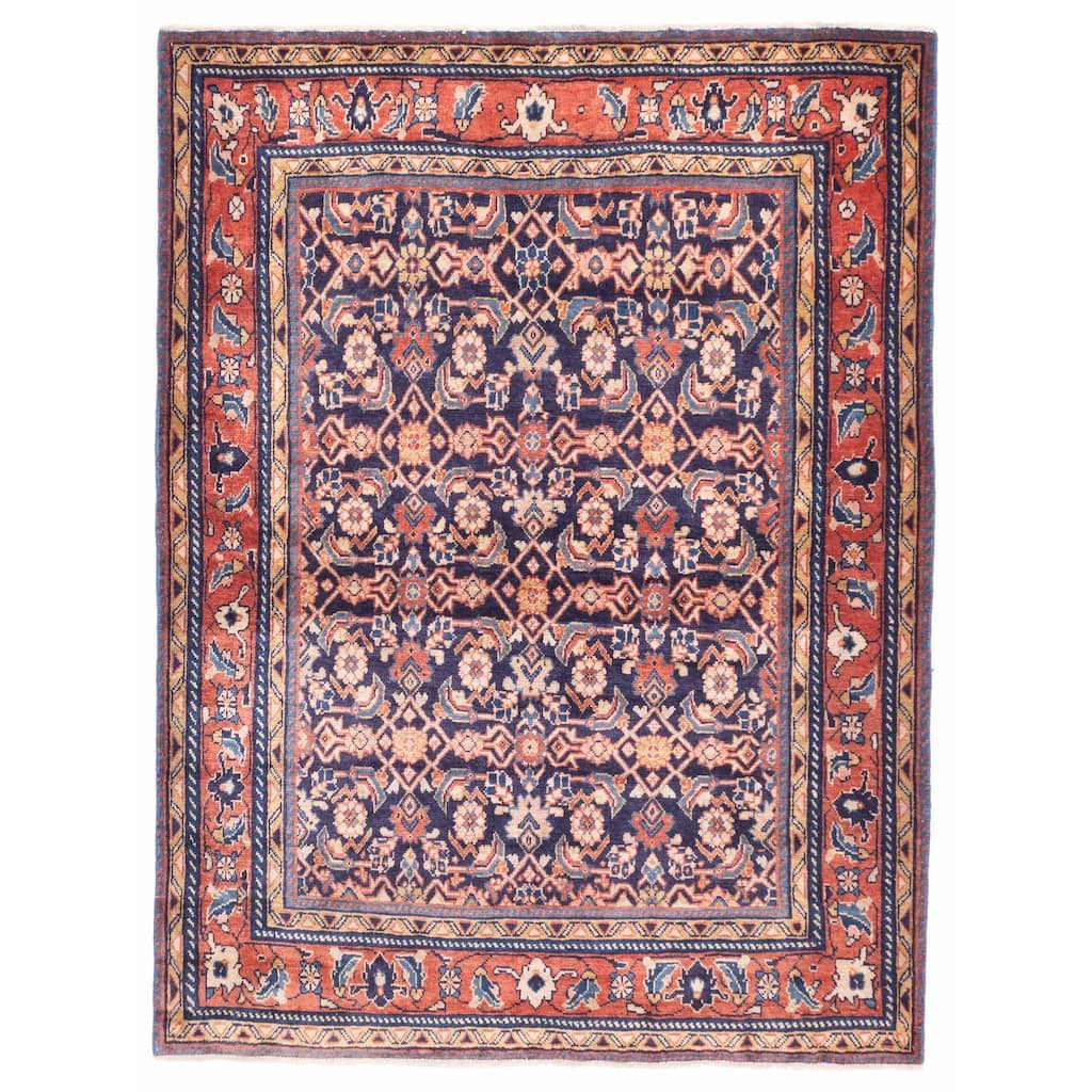 ECARPETGALLERY Hand-knotted Andelz Dark Navy Wool Rug - 4'11 x 6'8