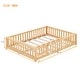 preview thumbnail 4 of 7, Queen Size Floor Bed with Door & Fence, Wooden Montessori Bed for Kids