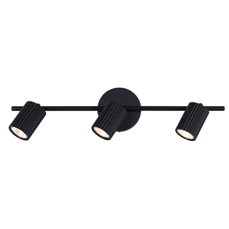 REXTON 3 Light 22.5 in. Ceiling/Wall Matte Black Track Light Kit with Matte Black Metal Shade