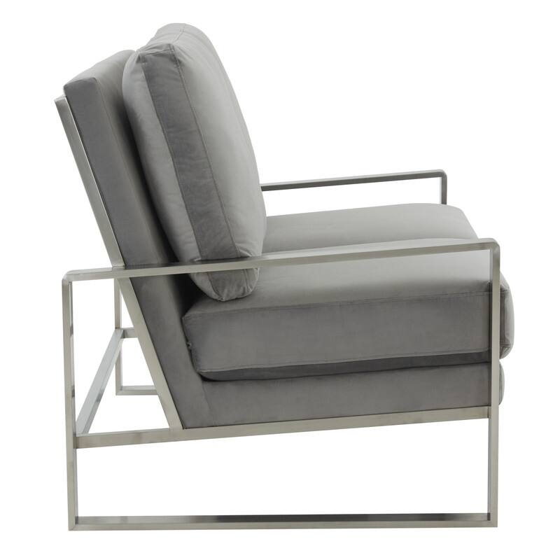 Jefferson Modern Leather/Velvet Loveseat Sofa with Silver/Gold Frame, Removable Cushions Couch for Home and Office