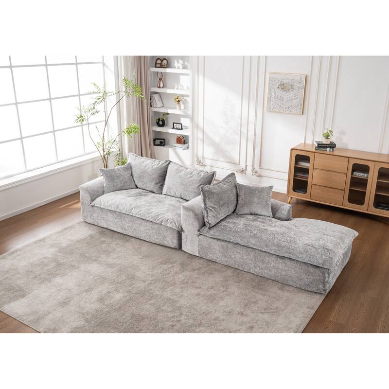 103" L-Shaped Cloud Sectional Sofa with Chaise, Upholstered Boneless Couches for Living Room, Modern Modular Chenille Sofa