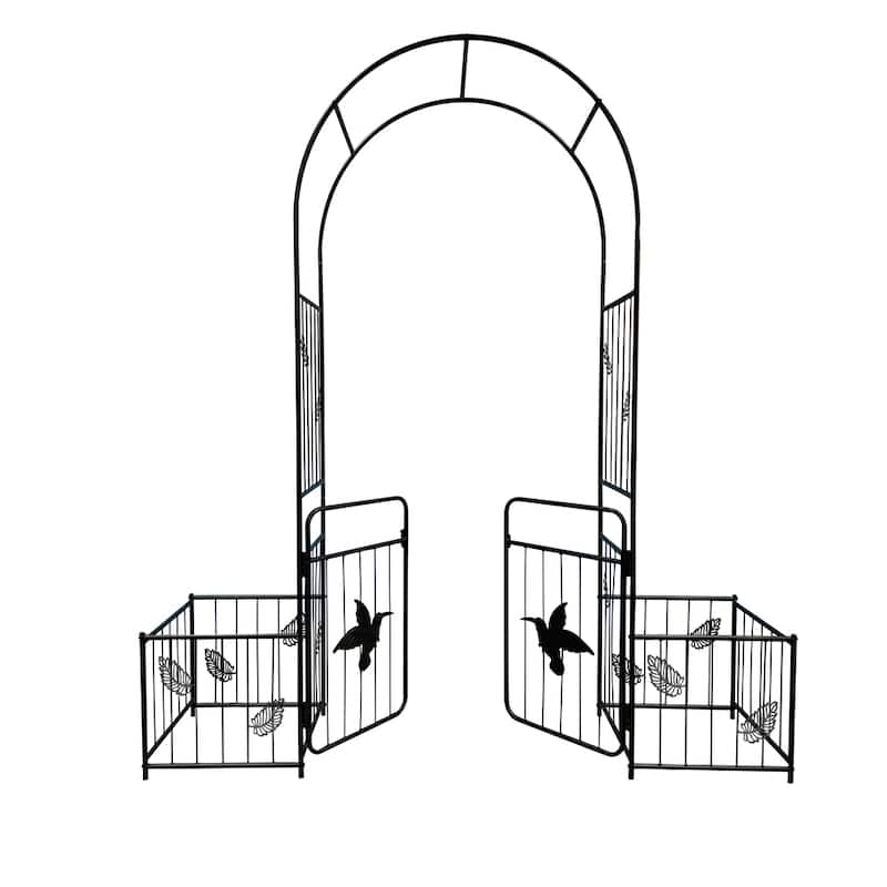 Metal Arch Garden Trellis with Doors for Climbing Plants