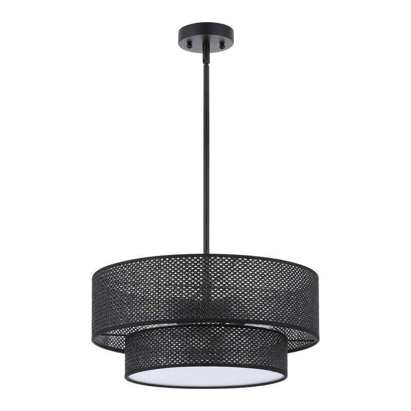 Modern Chandelier 18" 4-Light Black Woven Rattan Shade