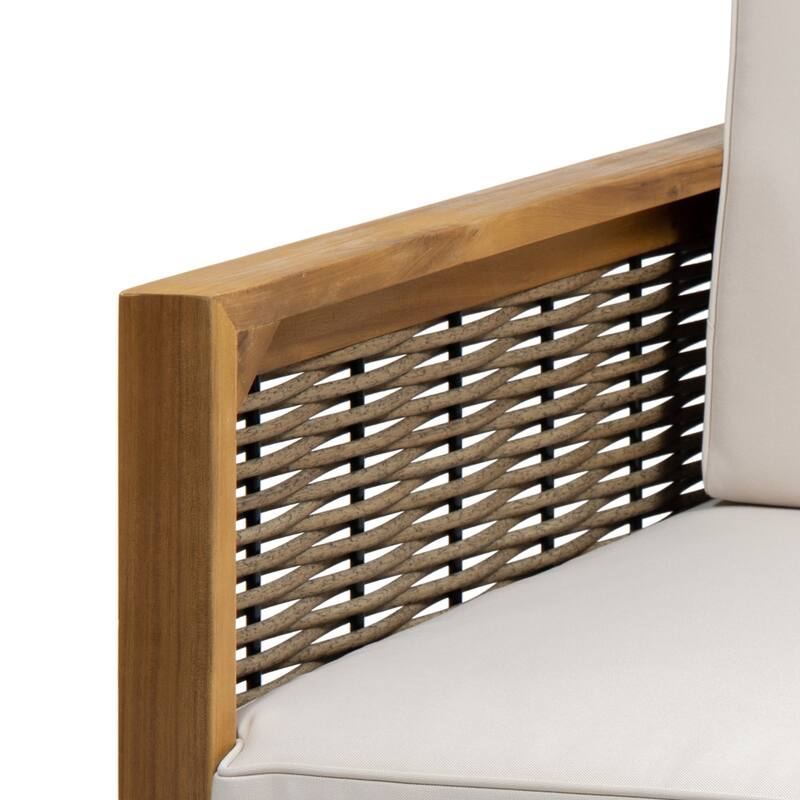 Christopher Knight Home Outdoor Acacia Wood Club Chair with Wicker Accents