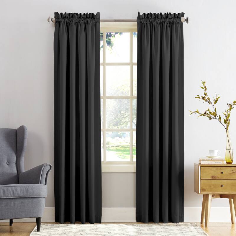 Porch & Den Inez Room Darkening Window Curtain Panel and Valance, Single Panel - 54 x 63 - Black