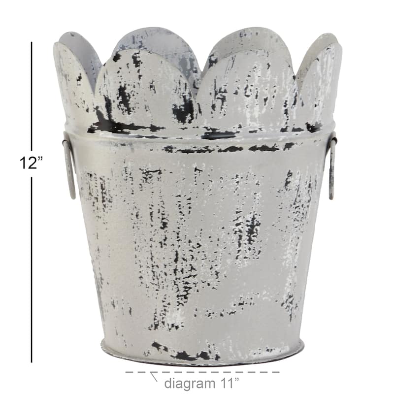 White Metal Indoor Outdoor Planter