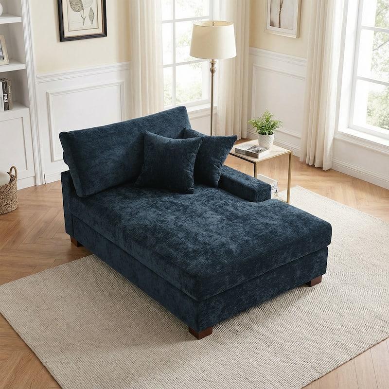 Plush Chenille Single Modular Sectional Sofa Chaise with Pillows