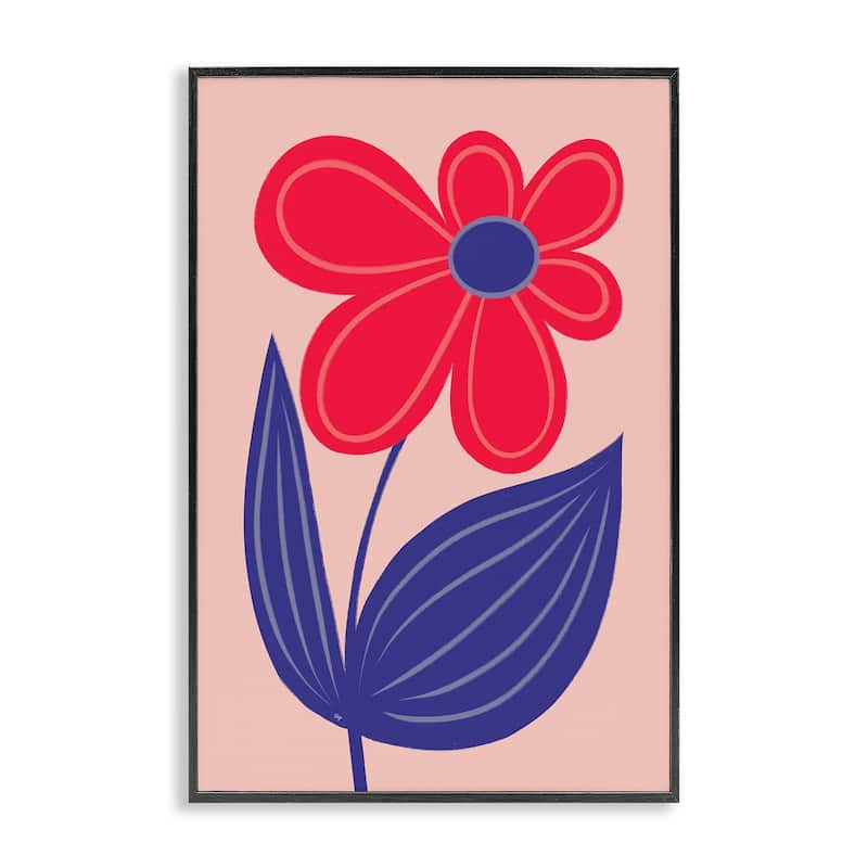 Stupell Playful Bold Red Daisy Framed Giclee Art Design By Martina Pavlova - 16 x 24 - Black