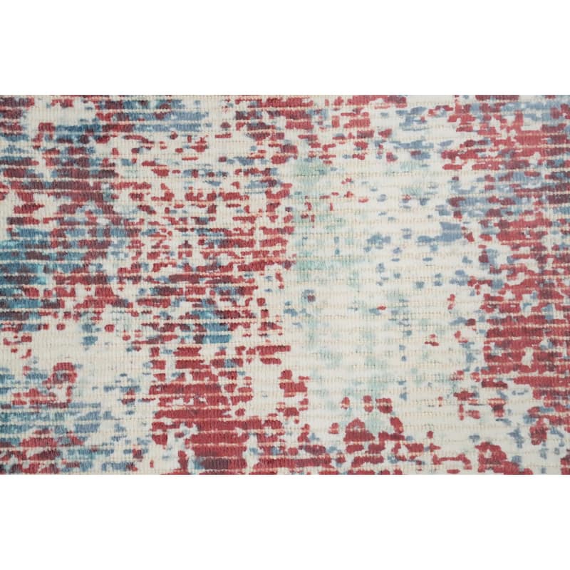 Hand Knotted Oriental Viscose Silk Carpet Modern All-Over Oranges & Rust Abstract Area Rug - 4' 0'' X 2' 0''