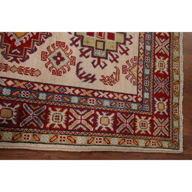 Kazak Oriental Accent Rug Handmade Beige Wool Carpet - 3'4" x 5'1"