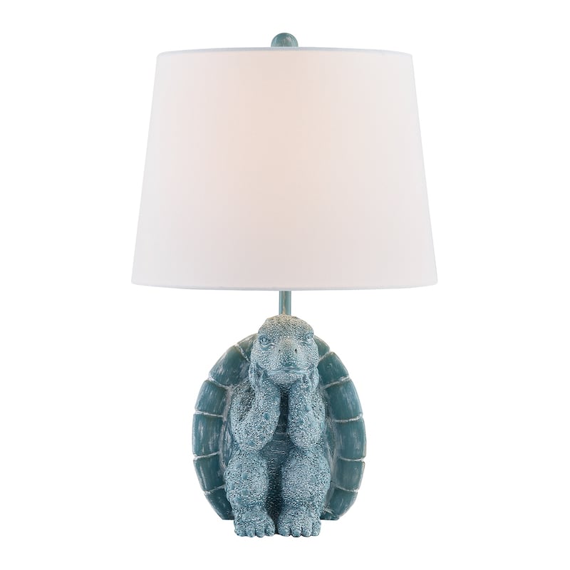 19.5" Blue Textured Resin Turtle Table Lamp - 12" x 12" x 19.5"