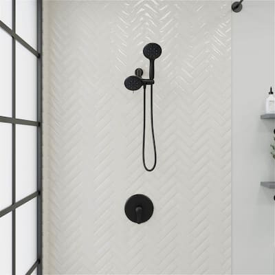 Single Handle 6-Spray Round Shower Faucet 1.8 GPM with Adjustable Flow Rate (Valve Included) - 4.7 in.