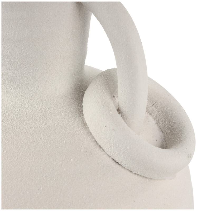 Ceramic Textured Decorative Vase with Ring Handles - Cream - Roche River Decor
