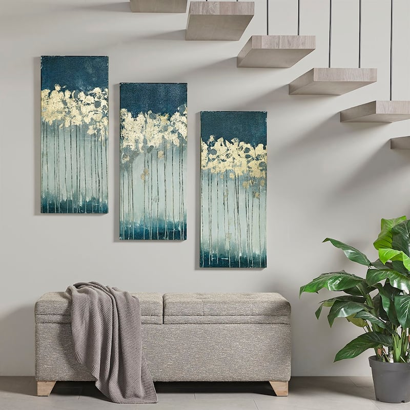 Gold Foil Abstract 3-piece Canvas Wall Art Set - Green