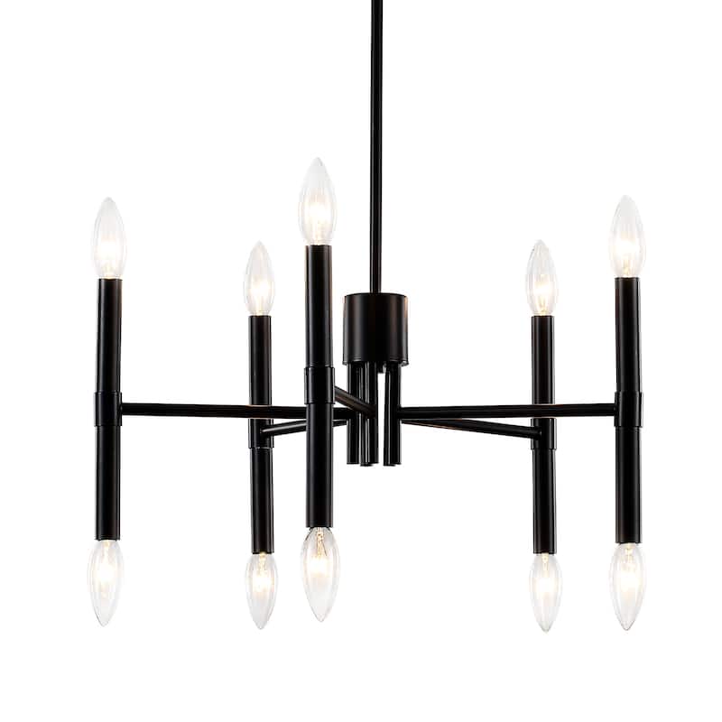 10 - Light Modern candle Chandelier with Adjustable Height, Sleek Linear Design for Dining Room, Living Room