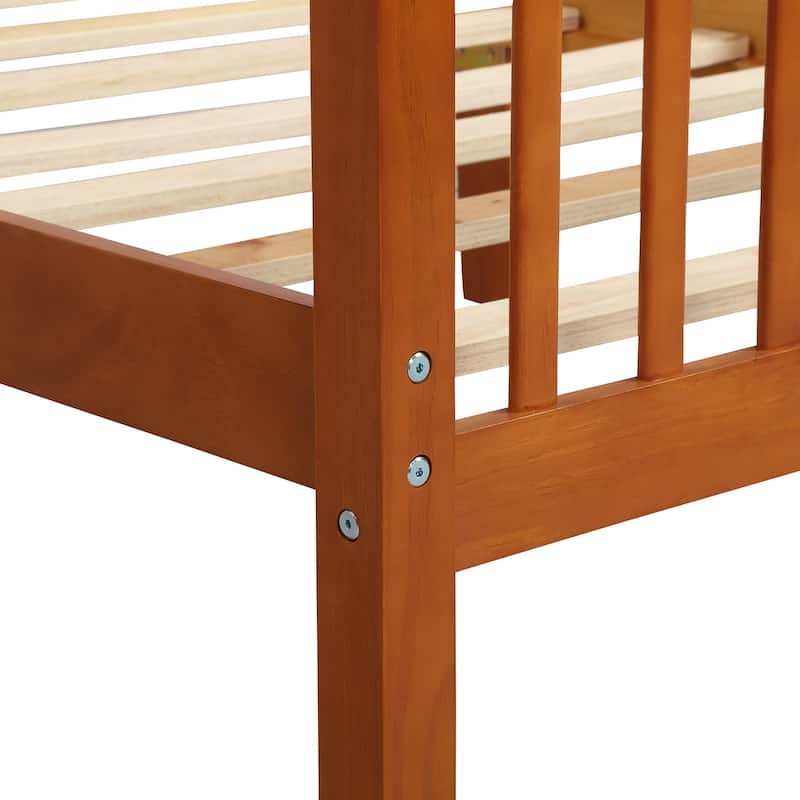 Durable Twin Bed Frame in Pine Wood - Elegant Sleigh Design