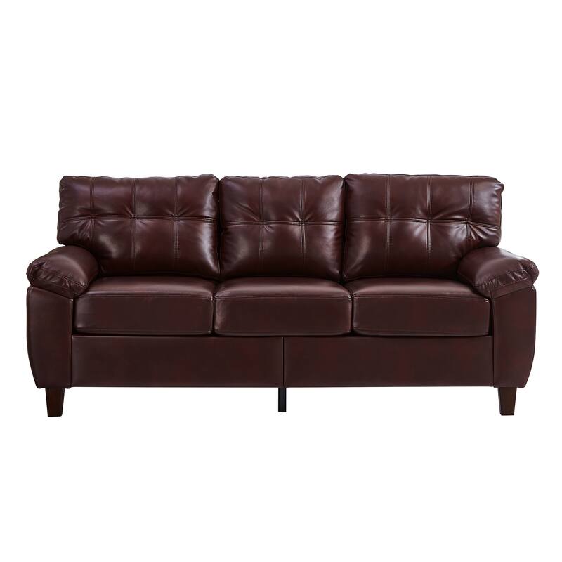 79" Three Seater Sofa Modern Design Faux Leather Couch,Storage,Big Armrest Sofa,Upholstered Breathable PU Leather Sofa