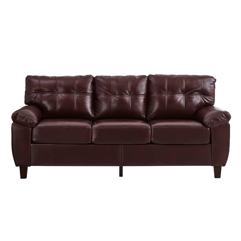 Roomfitters 79" Modern Three-Seater Sofa with Wide Armrests, Faux Leather Couch with Storage for Living Room, Upholstered PU