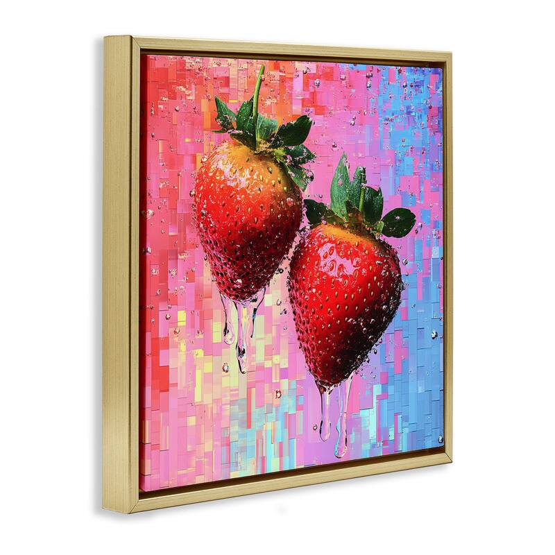 Stupell Lush Strawberries with Water Drip Framed Floater Canvas Wall Art Design By LSR Creative Studio