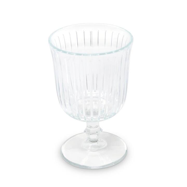 Set of 6 Water Glasses with Clear Linear Cut and Short Stem