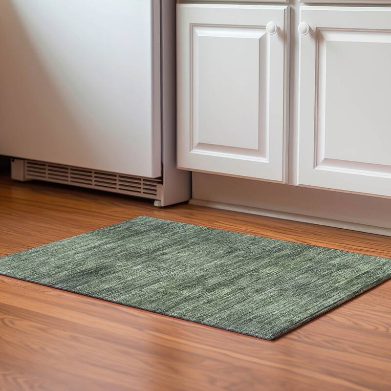 Premium Washable Super Soft Solid Hatches Mayfield Rug - Olive - 1' 8" x 2' 6" - Rectangle
