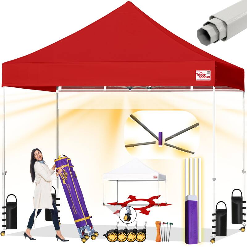 Tradesparker ez Pop-Up Canopy Tent Commercial Instant Shade - Red
