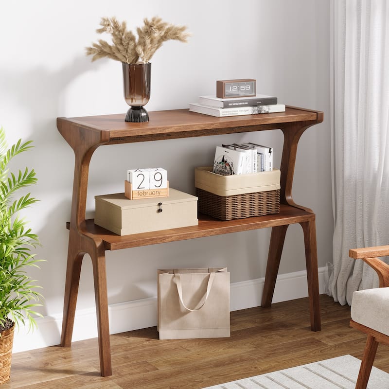 Modern SideTable with Storage Shelf, Sofa End Table with Solid Wood Legs, Bedside Table, Nightstand for Bedroom, Living Room