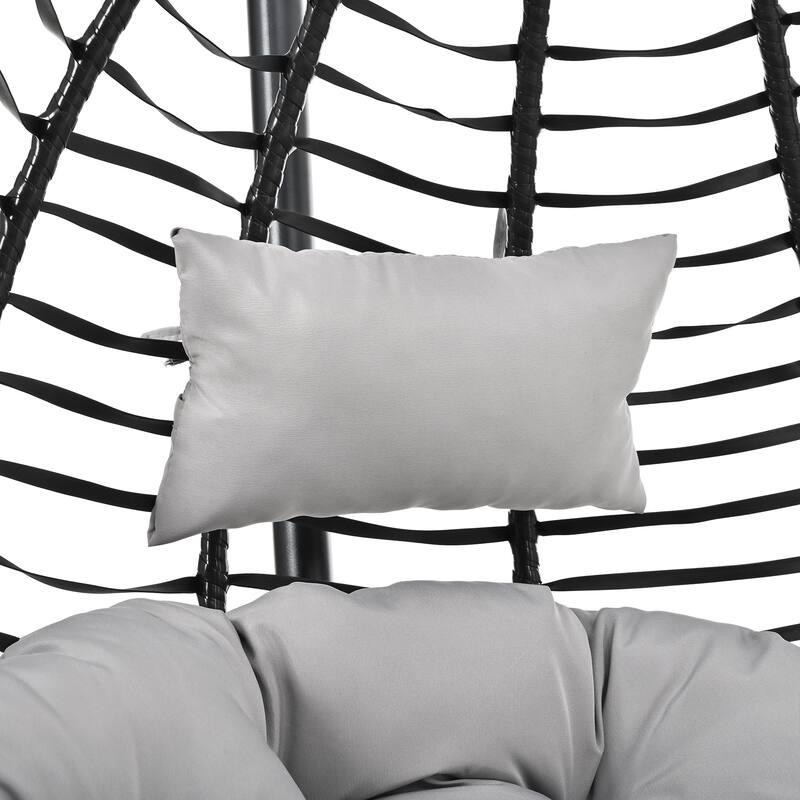 Roomfitters Indoor Outdoor Hanging Egg Hammock Chair with Stand, Wicker Rattan Swing for Patio and Bedroom