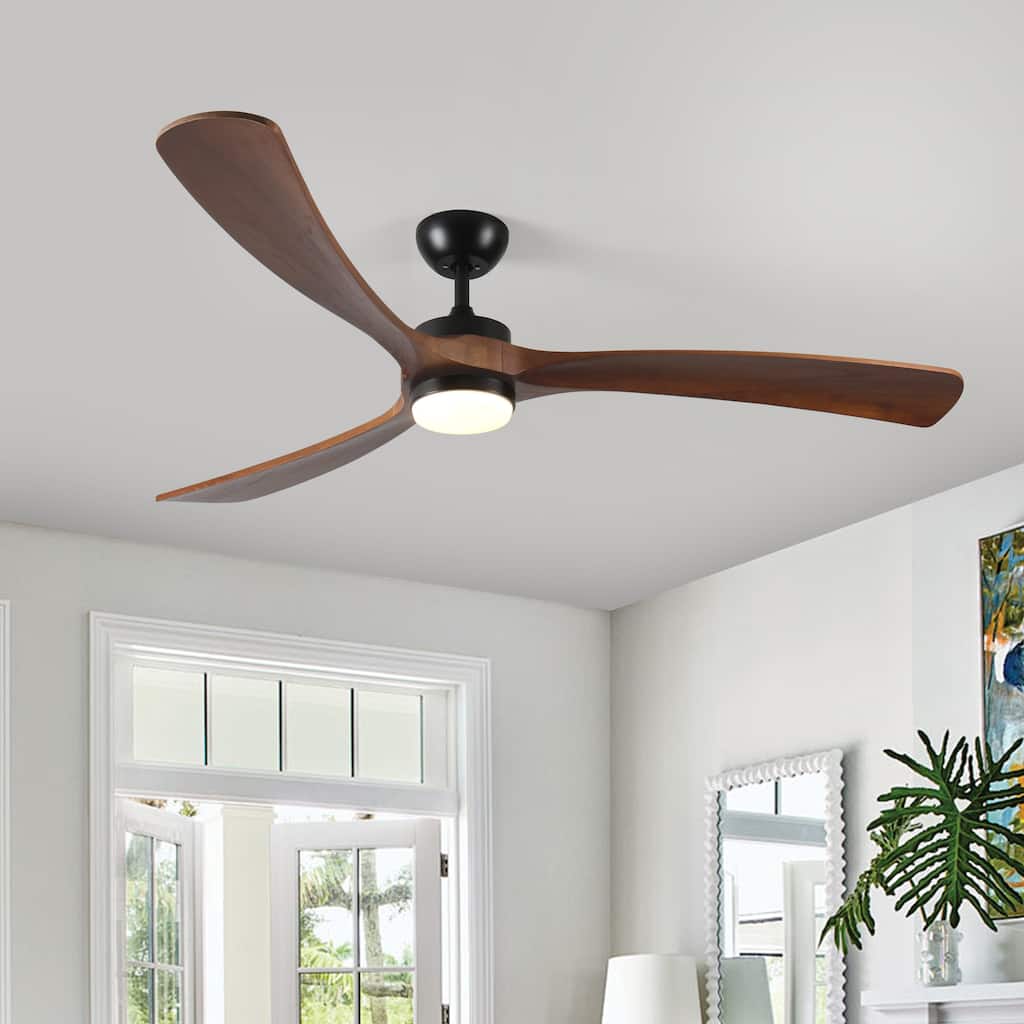 72 Inch Wood Ceiling Fan with Light and Remote Control, Indoor Outdoor Large Ceiling Fan for Porch Living Room Bedroom