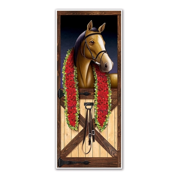 12 Counts Brown Horse Racing Plastic Door Cover 6’ - N/A