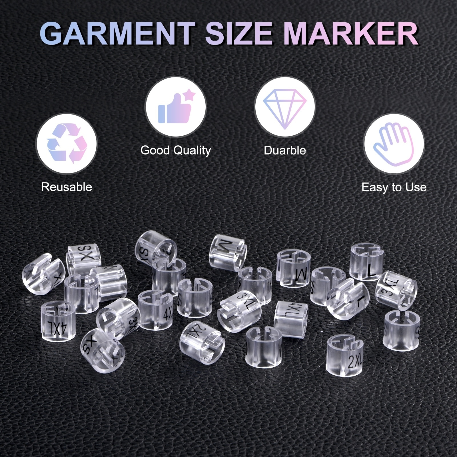 Clothes Hanger Markers, Plastic Tag Garment Color Coded Size Clips Fit Rod for Clothing/Wire Hangers