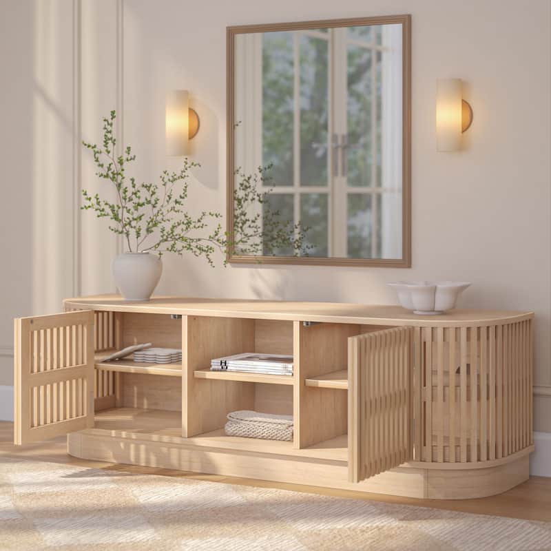 Plank and Beam Contour Curved Mid-Century Modern Sideboard/TV Stand