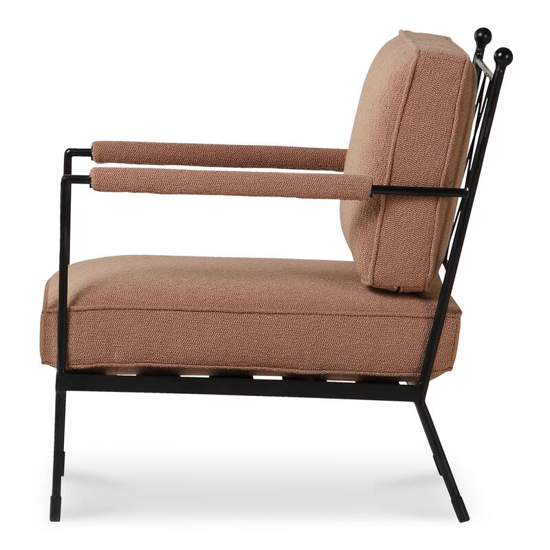 NADAAL STUDIOS Auronel Occasional Chair, Hammered Iron Frame, Terracotta Recycled Blend Upholstery