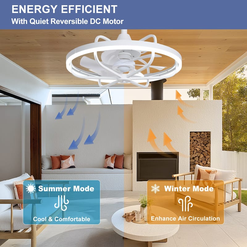Waterproof Outdoor Ceiling Fan with Light - 20-Inch IP65 Plug-in, Remote App Control, 6-Speed Gazebo/Patio