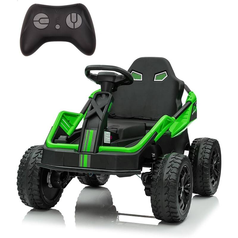 24V Kids Electric Car with Parent Control, 200W 4x4 Ride On Toy for Big Kids,4 Wheeler ATV - GREEN