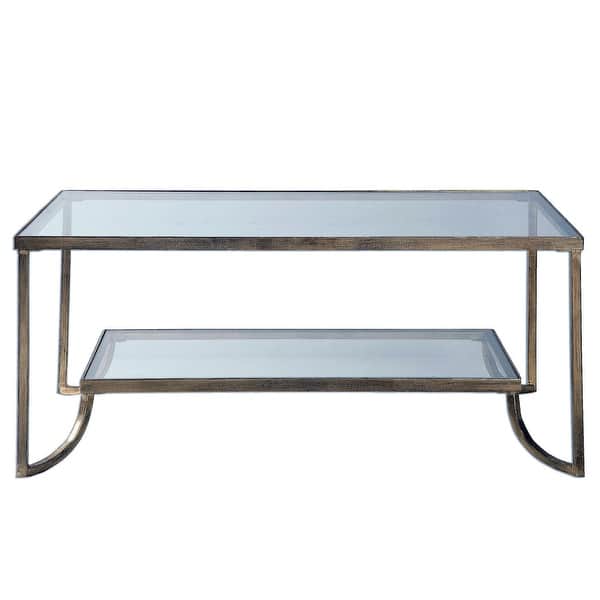 slide 1 of 1, Uttermost Katina 21" x 47" Coffee Table Antiqued Gold