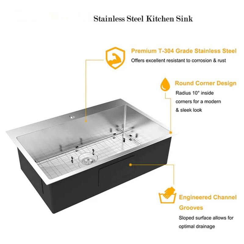 Drop-in 304 Stainless Steel Sink Kitchen with Protector