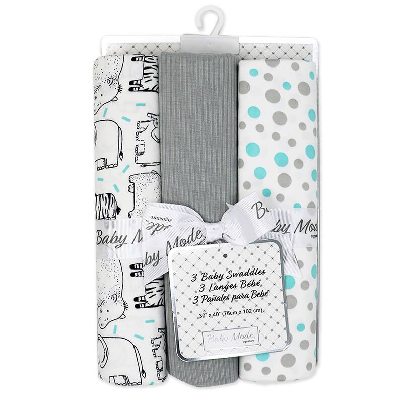 Baby Boys and Baby Girls 3 Piece Knit Swaddle Blankets