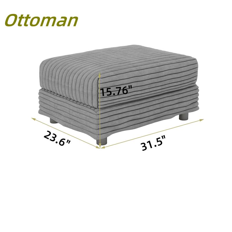 Plush Corduroy Ottoman to Combine with 2 Seater Sofa, 3 Seater Sofa and 4 Seater Sofa