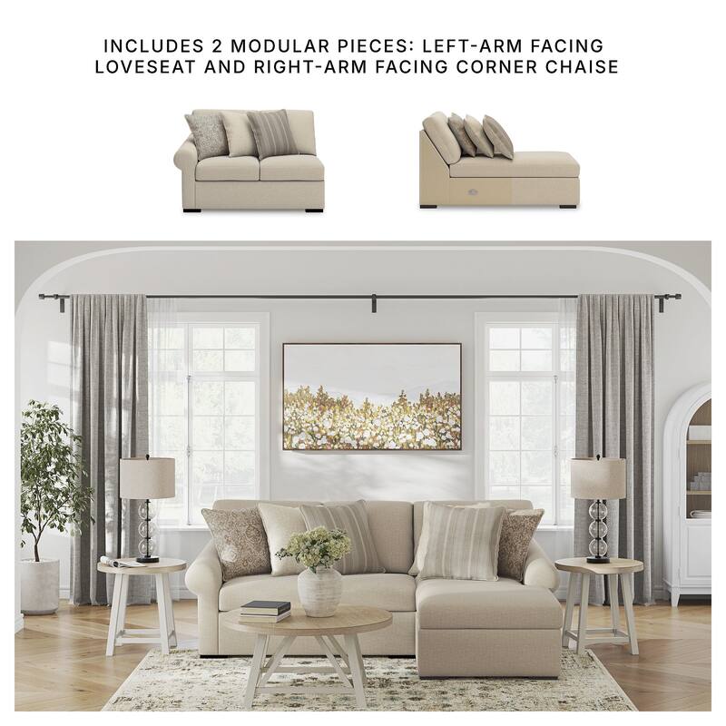 Signature Design by Ashley LadyMae Beige 2-Piece Sectional with Chaise - 102" W x 69" D x 40" H
